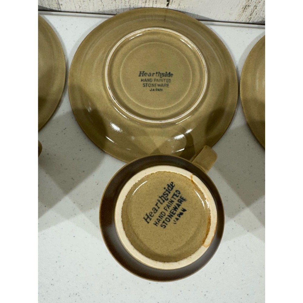 Hearthside Stoneware Dogwood 4 Cups 4 Saucers Hand Painted Japan MCM - Picture 12 of 16